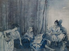 William Russell Flint, three ladies, print, signed in pencil, 46 x 50 cm