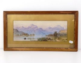 19th century, English school, landscape with figures, watercolour, 16 x 43 cm, and assorted other