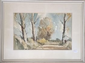 Edward Wesson (British 1910-1983), a country lane, watercolour, signed, 31 x 49 cm Provenance: