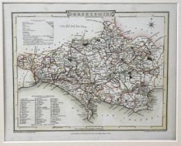 Map of Dorset, J Roper engraver, pub. Vernor & Hood 1805, frontispiece map in Beauties of