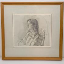 John Ward, Jessica, charcoal, signed and dated '77, 23 x 28 cm, J S Maas label verso