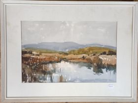 Edward Wesson (British 1910-1983), a lake, watercolour, signed, 30 x 49 cm Provenance: Purchased