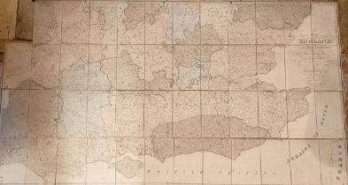 M Phillips, The Grand Southern Tour Of England map, dated 1818 Condition poor, folded and