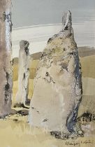 William Ewing McWhirter, a stone circle, watercolour, signed, 50 x 30 cm Overall condition good,