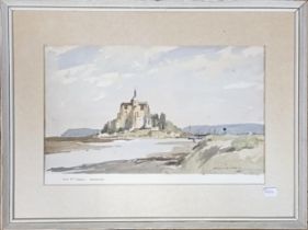 Edward Wesson (British 1910-1983), Mont St Michel, Normandy, watercolour, signed, 33 x 51 cm
