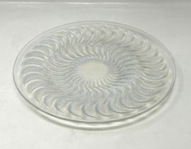 A René Lalique (French 1860-1945) opalescent glass plate, marked R Lalique, 28 cm diameter No chips,