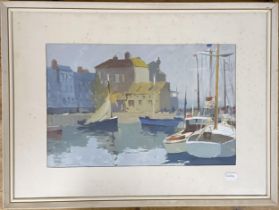 Edward Wesson (British 1910-1983), a harbour scene, gouache, signed, 32 x 48 cm Provenance: