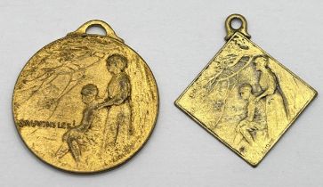 A René Lalique (French 1860-1945) WWI Sauvons brass medal, and another (2)