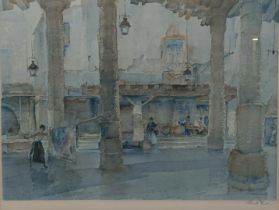 Sir William Russell Flint, ladies in a courtyard, print, signed in pencil, 45 x 60 cm