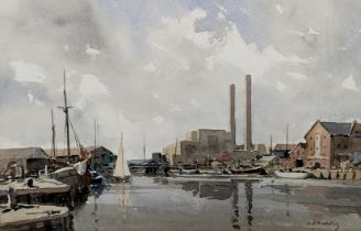 John Christopher Temple Willis (British 1900-1969), Poole Quay, watercolour, signed, 23 x 34 cm,