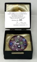 A Perthshire limited edition glass paperweight, 1975, No 105, with certificate, boxed overall