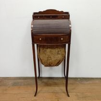 A ladies mahogany tambour fronted writing desk/work table, 40 cm wide