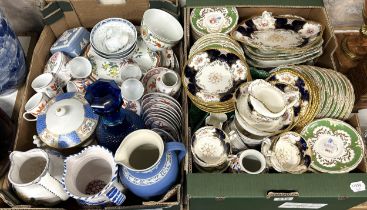 A Jasper ware jug, a part tea service, assorted other ceramics (2 boxes)