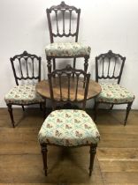 A set of four 19th century walnut dining chairs, and an oak wine table, 78 cm diameter (5)