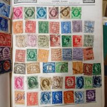 Assorted stamps, in albums and loose (box)