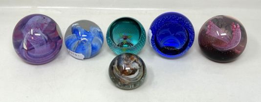 A Caithness glass paperweight, and five others (6)