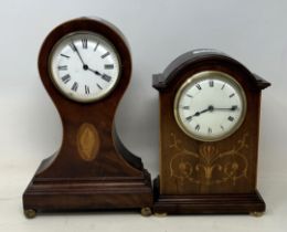 A mantel clock, in a mahogany case, 28 cm high, and another (2)
