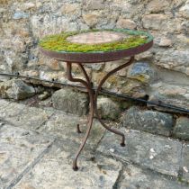 A mosaic circular garden table 63 cm high x 50 cm wide