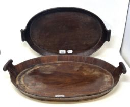 Two 19th century mahogany graduated oval twin handled trays, 56 cm, and 49 cm (2)