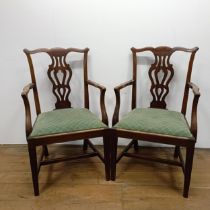 A pair of mahogany Chippendale style armchairs (2)