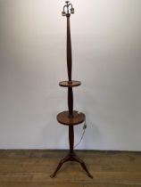 An Isle of Man mahogany standard lamp, with an unusual tripod base in the form of human legs, 198 cm