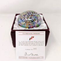 A Perthshire glass millefiori paperweight, 7 cm diameter, boxed