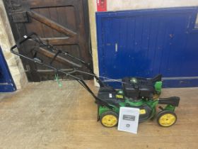 A John Deere 189cc OHV petrol lawnmower, with a manual Grass box not present, from a deceased estate