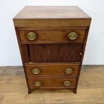 A 19th century mahogany tambour front night commode, 54 cm wide