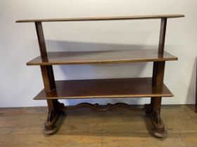 A mahogany three tier rise and fall buffet, 140 cm wide It is meant to collapse, but this is not