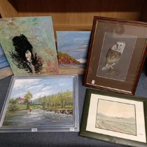 Assorted pictures by Ken Laurence, mostly unframed (qty) Provenance: from the studio collection of