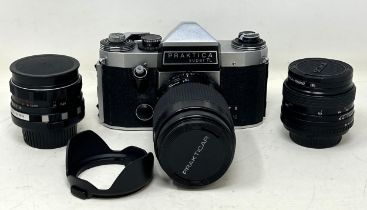 A Praktica Super TL camera, and two lenses, cased