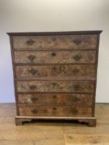 A 19th century walnut chest, having six drawers, 113 cm wide Cut and in need of restoration