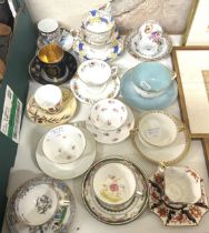 A Sevres style cup and saucer, and other assorted cups and saucers
