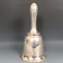 A novelty silver plated cocktail shaker, in the form of a hand bell, Hukin and Heath, 28 cm high