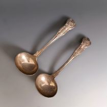 A pair of silver Kings pattern ladles, marks rubbed, 5.1 ozt