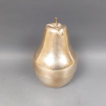 A Continental silver coloured metal tea caddy, in the form of a pear, 225 g