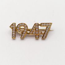 An 18ct gold and diamond 1947 brooch, by Garrard & Co, in a later Garrard & Co box 4.4g all in