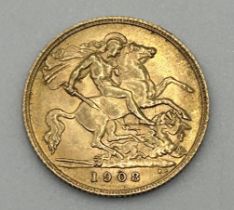 An Edward VII gold half sovereign, 1908