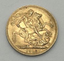 A George V gold sovereign, 1912