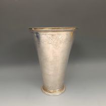 An 18th century German Hamburg silver beaker, of taperig form with engraved decoration, 393 g