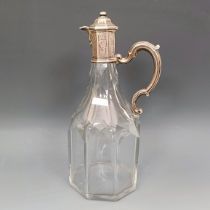 A silver mounted and cut glass vinaigrette ewer, Paul de Lamerie, 20 cm high Glass is cracked on the