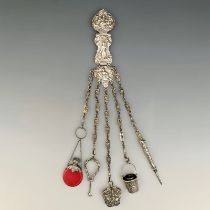A 19th century French silvered chatelaine