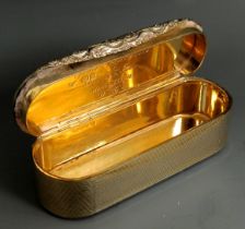 A George IV silver gilt snuff box, London 1828, 108 g inscribed