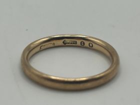 A 9ct gold wedding band, ring size M 2.3 g