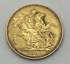 A Victorian gold sovereign, 1892