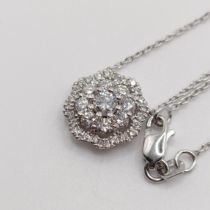 A certificated 18ct white gold floral cluster necklace, set with lab grown and natural diamonds (F-G