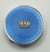A George V silver and blue enamel compact/box, decorated a Royal Navy coronet