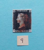 A 1d black, four clear margins, light postmark