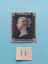 A 1d black, nice stamp, four clear margins