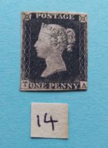 A 1d black mint, with gum, a nice British stamp, with left margin loss, unused